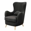 Fauteuil Moulton - Tissu structuré Talta: Noir