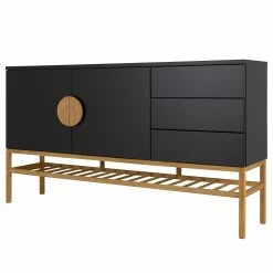 Tenzo Buffet Scoop - Partiellement en chêne massif - Noir