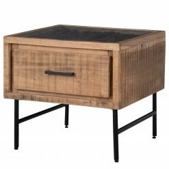 Ars Natura Table basse Roody I - Acacia massif / Métal - Acacia / Noir