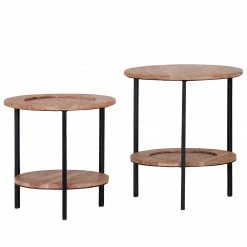 Naturoo Bouts de canapé Valenton (lot de 2) - Acacia massif / Rotin