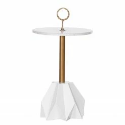 Red Living Bout de canapé Carling III - Marbre / Métal - Marbre blanc / Doré