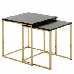 Loftscape Tables gigognes Menville (lot de 2) - Noir / Doré rosé