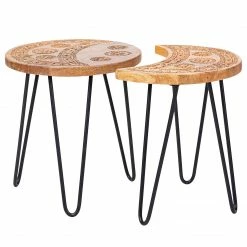 Naturoo Bouts de canapé Vigo (2 éléments) - Manguier massif / Métal - Manguier / Noir