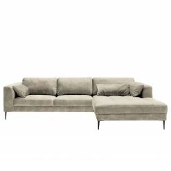 Mørteens Canapé d’angle Gaillon - Microfibre - Microfibre Cori: Gris clair - Méridienne courte à droite (vue de face)