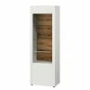 GWINNER Vitrine Bellano - Placage en bois véritable - Mat blanc / Chêne de poutre - Butoir à gauche - Sans éclairage
