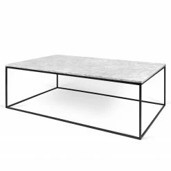 Temahome Table basse Gleam I - Marbre / Métal - Blanc / Noir - Largeur : 120 cm