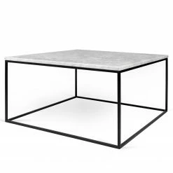 Temahome Table basse Gleam I - Marbre / Métal - Blanc / Noir - Largeur : 75 cm