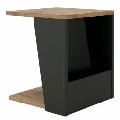 Temahome Bout de canapé Albi - Placage en bois véritable - Noyer / Noir