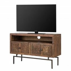 Wolf-Möbel Meuble TV Carving - Acacia massif