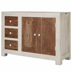 Wolf-Möbel Buffet Maison I - Acacia massif - Acacia couleur pierre / Blanc cassé