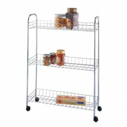 WENKO Desserte Slim - Métal - Argenté