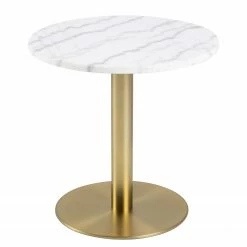 Red Living Bout de canapé Saula - Marbre / Métal - Marbre blanc / Laiton