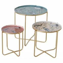 Boltze Bouts de canapé Krano (3 éléments) - Métal - Doré / Multicolore