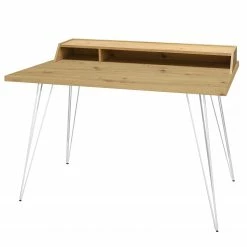 Furnitive Bureau Unieux III - Imitation chêne à nœuds - Blanc