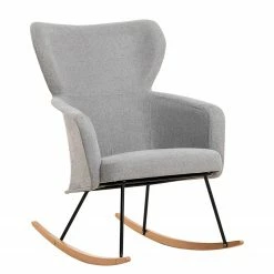 Mørteens Rocking chair Felin - Tissu / Métal / Hêtre massif - Gris / Noir / Hêtre