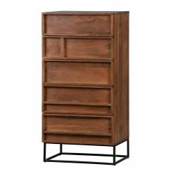 Red Living Buffet Borro I - Manguier massif / Métal - Manguier / Noir