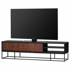 Red Living Meuble TV Dynk - Sheesham massif - Sheesham / Noir