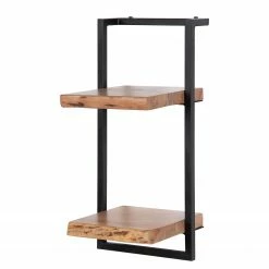 Ars manufacti Étagère murale Kaawo II - Acacia massif / Métal - Acacia / Noir - Hauteur : 65 cm