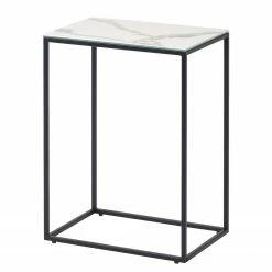 Loftscape Bout de canapé Rachel - Placage en bois véritable - Blanc / Chêne