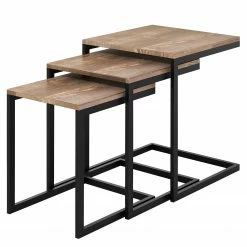 Red Living Bouts de canapé Elyrie (3 éléments) - Pin massif / Métal - Pin / Noir