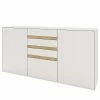 GWINNER Buffet Calea III - Plaqué bois - Blanc mat / Chêne