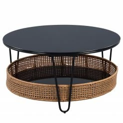 Loftscape Table basse Ginessa - Verre / Métal - Marron clair