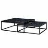 Red Living Table basse Copperton I (2er-Set) - Imitation marbre noir / Noir