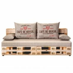 Mooved Canapé convertible Gabun - Tissage à plat - Marron / Beige - Suspension à ressorts ondulés