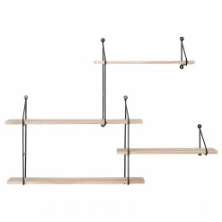 Red Living Étagère murale Hanno - Paulownia massif / Métal - Paulownia / Noir