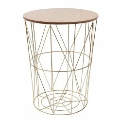 FLHF Bout de canapé Armina II - Imitation acacia / Doré