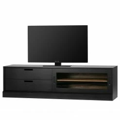 Red Living Meuble TV Lescar - Pin massif - Pin noir