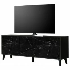 Jack & Alice Meuble TV Fintel I - Imitation marbre noir / Noir