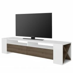 Loftscape Meuble TV Varel - Blanc / Imitation noyer