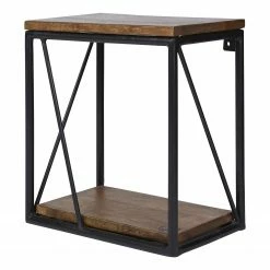 Tom Tailor Étagère murale Piketon IV - Manguier massif / Aluminium - Manguier / Noir