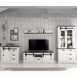 Ridgevalley Ensemble meubles TV Shutter IV (4 élém.) - Imitation pin blanc