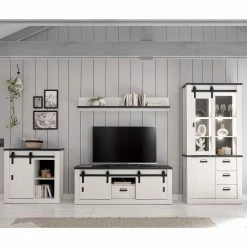 Ridgevalley Ensemble meubles TV Shutter III (3 él.) - Imitation pin blanc