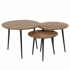 Red Living Tables gigognes Potosi (3 éléments) - Acacia massif / Métal - Acacia / Noir