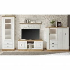 Ridgevalley Ensemble meubles TV Ollezy II (4 élém.) - Imitation pin blanc / Imitation chêne artisan