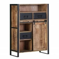 Red Living Buffet haut Toleos - Manguier brut massif / Fer - Manguier / Noir