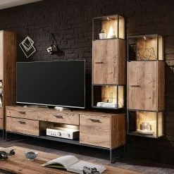 Red Living Ensemble meubles TV Meevoo V (3 élém.) - Imitation chêne rustique / Graphite