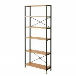 Red Living Étagère Ruoms III - Imitation acacia / Noir