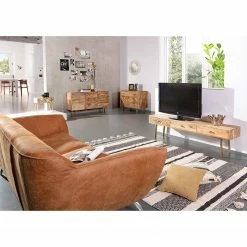 Naturoo Meuble TV Yearby - Manguier massif - Manguier / Doré