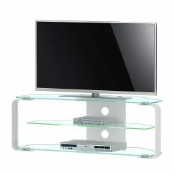 Jahnke Support TV CU-MR (avec éclairage) - Aluminium / Verre - Largeur : 114 cm