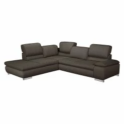 Fredriks Canapé d'angle Masca I - Marron gris - Méridienne courte à gauche (vue de face) - Fonction couchage