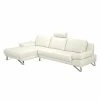 Loftscape Canapé d'angle Silvano - Imitation cuir blanc - Méridienne à gauche (vue de face) Sans appui-tête