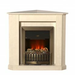 Montreux Cheminée d'angle électrique Louisiana - Blanc crème marbré
