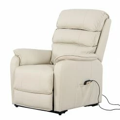 Modoform Fauteuil TV Charly - Imitation cuir - Crème