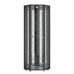 Fredriks Vitrine d'angle Amalia II - Éclairage inclus - Imitation frêne foncé - Imitation frêne noir