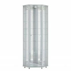 Fredriks Vitrine d'angle Amalia II - Éclairage inclus - Imitation frêne foncé - Blanc