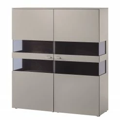 GWINNER Buffet haut Anzio - Mat fango / Noyer ramageux - Sans éclairage